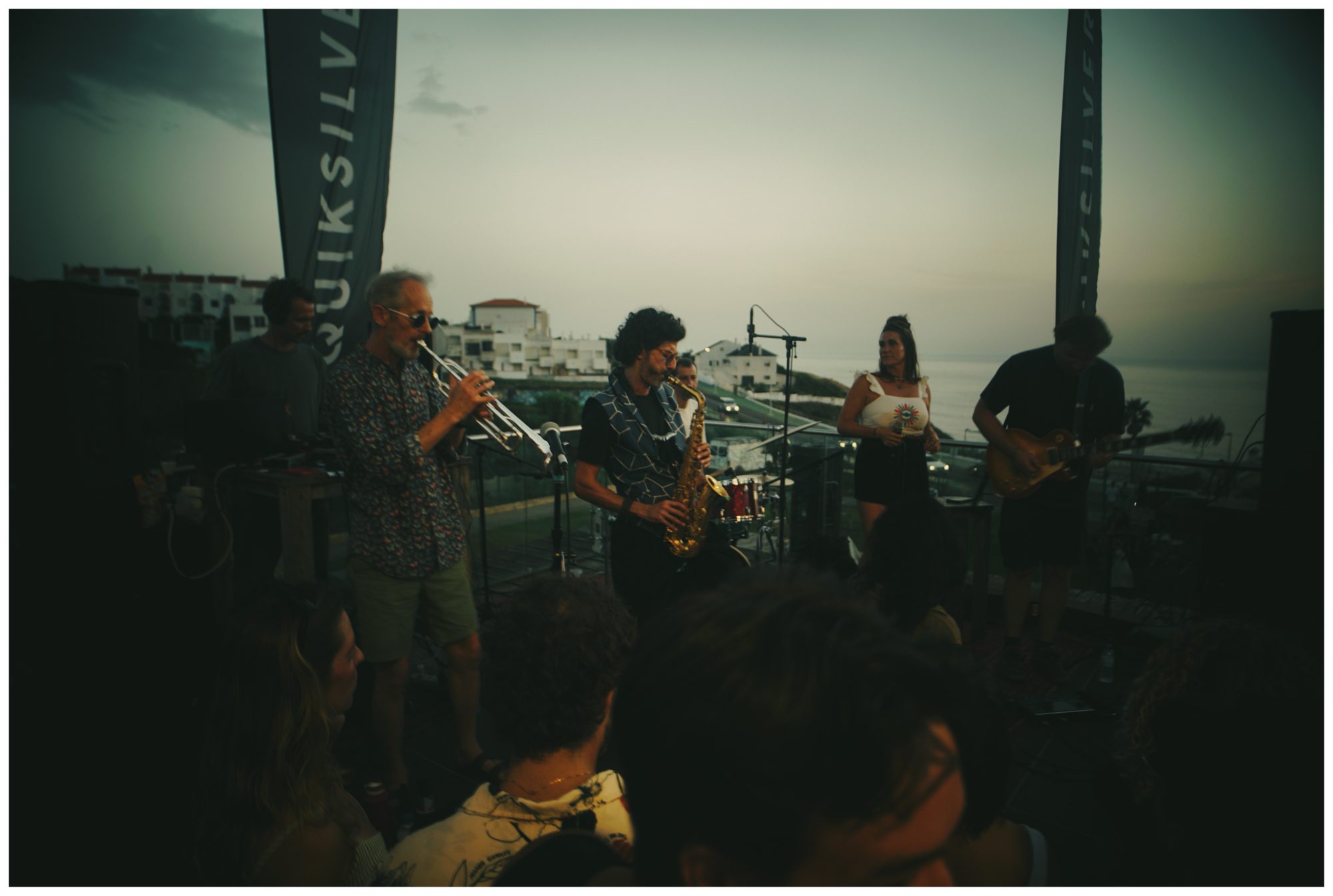 Space Kadett at the decks while a trumpeter plays by lamplight at a NEW LIVE jam